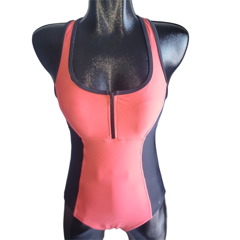 Roots Coral and Black Women's One Piece Swimsuit Size 8